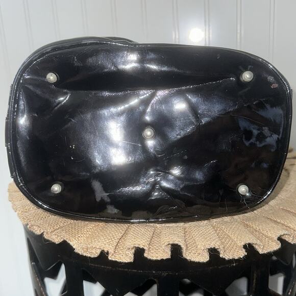 RARE GUCCI Bamboo Handle Tote Bag Black Patent Leather EUC - Picture 9 of 13